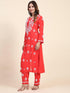 Fizaa Chikankari Long Modal Kurta Set - RED